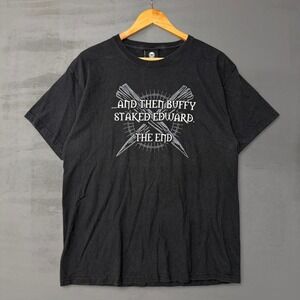 Jinx Buffy Staked Edward T-Shirt Black Funny Vampire Parody Graphic Tee Large